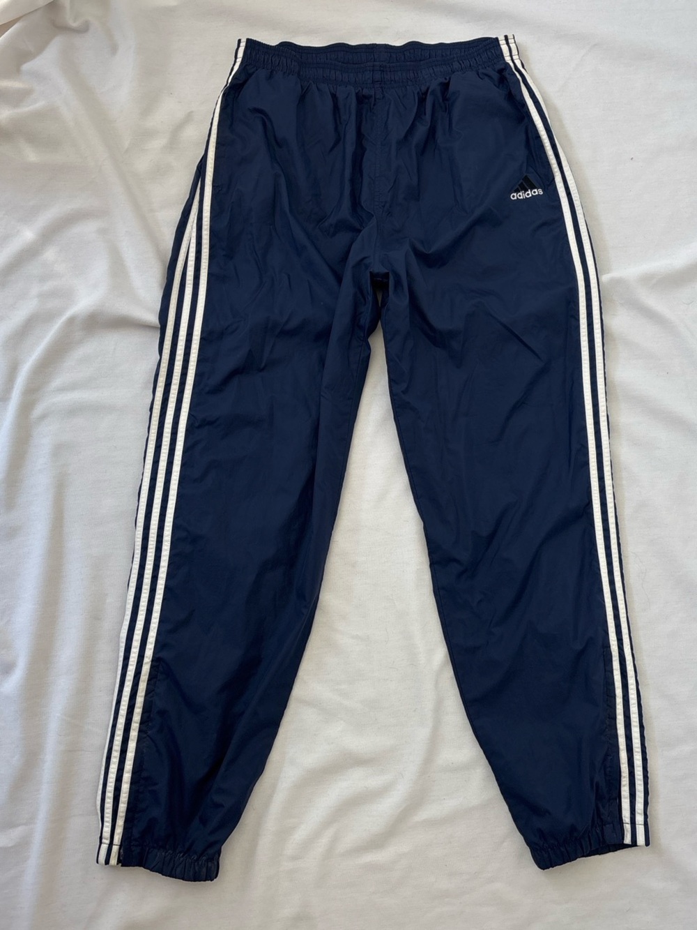 Adidas Men's Navy Track Pants with White Stripes